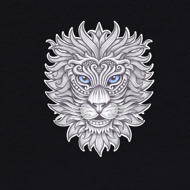 Lion face with floral ornament decoration by tsign703